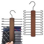 Omevett 2pcs Tie Rack Hanger, Tie Hanger for Wardrobe, 360 Rotate Hanger Tie Storage with 20 Metal Partitions for Hanging Belts, Tie, Scarves, Neckties and More