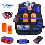 WORKER Children's Tactical Vest Kit for Nerf Guns N-Strike Elite Series with 40 Balls Refill Darts, 2 Recharge Clips, Dart Bag, Tactical Masks, Hand Bracelet and Safety Glasses for Boys, black, 19.68