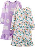 Simple Joys by Carter's Girls' Little Kid 2-Pack Fleece Nightgowns, Sheep/Floral, 6-7