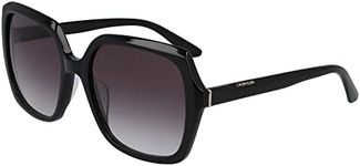 CALVIN KLEIN EYEWEAR Women's CK20541S-001 Sunglasses, Black/Smoke Gradient, 57-19-140
