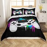 Gaming Duvet Cover Boys Gamer Bedding Set White Video Game Gamepad Bedding & Linen For Teens Kids Child Colorful Tie Dye Modern Game Controller Bedding & Linen King Size