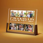 LUCKOR Gifts for Grandpa - Personalised Night Light with Photo Acrylic Plaque - Original Birthday Gifts for Grandad from Grandchildren, Customised Christmas Memorial Gifts, Best Grandfather Gifts