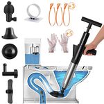 FTKINGDER Air Toilet Plunger,Drain Clog Remover Tools,High Pressure Drain Blaster Gun with Visual Barometer,Toilet Plungers Suitable for Sink, Toilets, Bathroom, Shower, Kitchen, Clogged Pipe(Black)