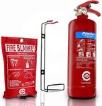 FSS UK 2 KG ABC Dry Powder FIRE Extinguisher with CE Marked FIRE Blanket. Ideal for Homes Kitchens Workplace WORKSHOPS Offices Warehouses GARAGES