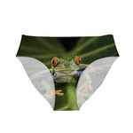 Women Animal Soft Breathable Underwear Hipster Panties Low Rise Bachelorette for Daily Party, Frog, S