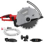 MAXXT 14'' Electric Concrete Saw, 1800W Circular Saw with 4300 RPM, Max 5" Cutting Depth Chop Saw, Wet Conrete Cutting Machine, Includes Water Line and Premium Blade, for Concrete, Stone, Metal, Brick