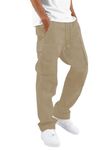 LookMark Men's Cargo Pants Stylish and Comfortable | Men’s Cargo Pants with Multiple Pockets | Ideal for Casual Wear, Outdoor Activities, and Everyday Use (AZ-LM-OG1-CARGO 01 Khakhi-M)