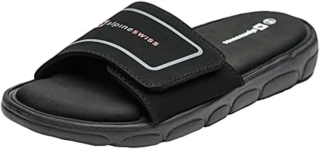 Alpine Swiss Gabe Mens Memory Foam Slide Sandals Adjustable Comfort Athletic Slide Black 9 M US