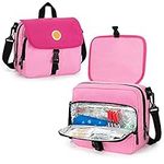 CURMIO Insulin Cooler Travel Case, Portable Diabetic Supplies Organizer with Insulated Pocket and Shoulder Strap for Insulin Pens and Diabetic Supplies, Pink