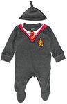 Licensed Harry Potter Baby Romper Baby Grow with Hat Gryffindor for Boy or Girl (12-18 Months) Charcoal