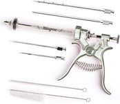 Meat Injector Syringe Stainless Steel Outdoor Meat Kit Marinade Flavor Food Injector Syringes with 3 Marinades Needles Grill Smoker Injectors Professional Syringe Held Culinary Barbecue Tool for BBG