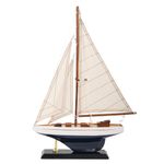 NAUTIMALL 15" Wooden Sailboat Decor Classic Columbia America's Cup Ship Model Nautical Yacht Decor (SB28-BlueWhite)