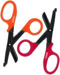 Madison Supply Medical Scissors, EMT and Trauma Shears - 7.5 Inch Quality Stainless Steel Bandage Scissors - Fluoride-Coated with Non-Stick Blades - 2 Pack (Orange/Red)