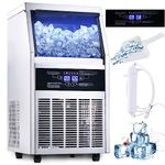 Zomagas Ice Maker, Commercial Ice Maker Machine 110-120LBS/24H with 18LBS Storage Bin, Freestanding/Under Counter Ice Machine for Home/Party/Bar/Restaurant,Include Water Filter, Scoop, Connection Hose