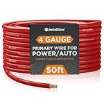 InstallGear 4 Gauge Wire (50ft) Copper Clad Aluminum CAA - Primary Automotive Wire, Car Amplifier Power & Ground Cable, Battery Cable, Car Audio Speaker Stereo, RV Trailer Wiring Welding Cable 4ga