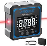 AUTOUTLET Angle Finder with Electronic Laser, 4-Side Magnetic Digital Angle Gauge, Rechargeable Angle Finder with Backlight Display, ±0.1° Accuracy for Tile, Picture Hanging(Black)
