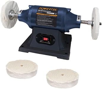 POWERTEC BF601C Bench Buffer Polisher with 2 Extra Buffing Wheels, 6 Inch Buffing & Polishing Bench Grinder Machine for Metal, Jewelry, Knives, Wood, Jade and Plastic