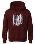 Khakey Mens Cotton Hoodies | Cotton Sweatshirt with Hood | Attack on Titan Hoodies | Anime Hoodies for Men | M18 (L, MaroonM19)