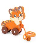 Play Nation Premium Wooden Tiger Pull Along Toy for Kids | Pull String Wooden Toys for Babies | Encourage Walking, Build Gross Motor Skills and Hand-Eye Coordination