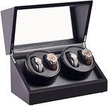 CO-Z Automatic Watch Winder Box | Dust-Proof Wooden Storage Box and Display Case| Retro Self-Winding Mechanical Watch Box with Durable Quiet Motor, 4 Winders, Black