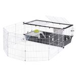 Ferplast Rabbit Cage PARKHOME 120, Guinea Pig Cage, Small Animals, with Rabbit Pen, Rabbit House and Drinking Bowl, 118 x 164 x h 56 cm, in Plastic with Opening Roof