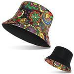 SATINIOR Fashionable Unisex Reversible Paisley Pattern Bucket Hat Foldable Cool Colorful Double Sided Bucket Hats for Summer Beach Concert Men Women