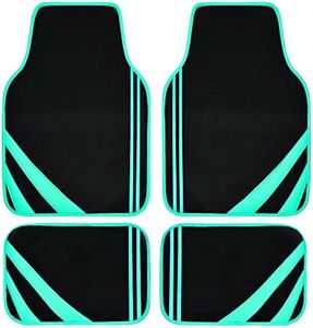 CAR PASS Mint Green Edge Leather Car Floor Mats, Universal Car Mats with Double Stitch Line and Anti-Slip Backing Design, for Cute Girly Women, Fit 95% Automotive,SUVs,Sedan,Vans (Black and Mint)