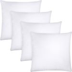 AJISH Set of 4, 12 x 12 inch Micorfiber Filled Cushion Filler - Soft & Fluffy - Hotel Quality Premium Cushions - Decorative Cushion for Sofa, Bed, Throw Pillow Insert, Office - Home Decor (White)