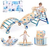 WINGYZ Pikler Triangle Set, Montessori Foldable 8-in-1 Jungle Gym with Reversible Animal Slide, Patent-Protected Climbing Set, Safe 2.35" Gap ASTM F963 Standards for Toddlers 18 Months-5 Years (Blue)