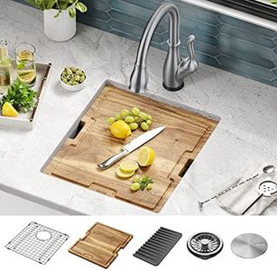 DELTA FAUCET 95B9032-17S-SS Lorelai Workstation Bar Prep Kitchen Sink Undermount 16 Gauge Stainless Steel Single Bowl with WorkFlow Ledge and Kit of 5 Accessories, 17 Inch