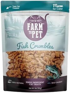 Farm To Pet - Cat Treat Crumbles - 3 oz Single Ingredient Fish Treat and Snacks - Healthy for Indoor Cats and Kitten - Essential Products (Mix with Wet/Dry Food)