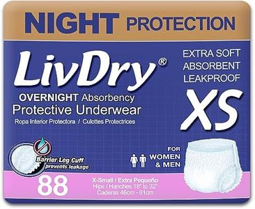 LivDry Adult Incontinence Underwear, Overnight Comfort Absorbency, Leak Protection, X-Small (88 Count)