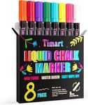 Timart Liquid Chalk Markers, 6mm Bold Tip Chalk Pens, Dry Erase Marker Pens for Chalkboards, Signs, Blackboards, Windows, Glass- Reversible Tip, First Day of School Board Chalk Pens (Classic)