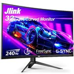 Jlink 32-Inch Curved Gaming Monitor up to 240Hz,1080P Computer Monitor 1500R/1ms(MPRT)/Low Blue Light,Frameless PC Monitor with HDMI DisplayPort, Freesync & G-sync Compatible, Tiltable/VESA Mountable