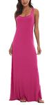 Urban CoCo Women's Scoop Neck Solid Sleeveless Summer Beach Tank Top Casual Maxi Dress, Rose, M