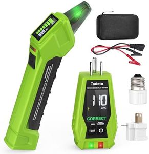 Tadeto Circuit Breaker Finder Tool with Outlet Tester, Quickly GFCI, Voltage, Electric Tester with Dual LCD Display, Light Socket and 3-2 Prong Grounding Adapter, Alligator Clip Adapter