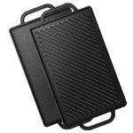 GFTIME 32.89 CM Pre-Seasoned Cast Iron Reversible Plate, Cast Iron Griddle for The Oven, Stove, Grill or Campfire,1 PACK