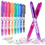 YYSHUS Erasable Pens, Erasable Gel Pens 0.5mm Tip Rub Out Pens with Rubber for Adults Kids Students School Office Stationary Supplies, Pens for School - 8 Colors