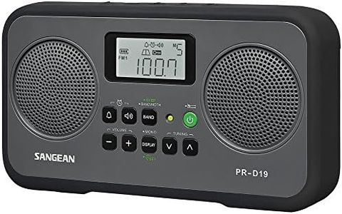 Sangean PR-D19BK FM Stereo/AM Digital Tuning Portable Radio with Protective Bumper (Gray/Black)