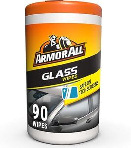 Armor All Car Glass Wipes, Auto Glass Cleaner for Film and Grime, 90 Count