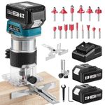 Avhrit Cordless Wood-Router-Tool, 300W Compact Router Tool with 2PCS 4.0Ah Batteries, 33000RPM Plunge Router for Woodworking, Wood Trimmer with 15PCS 1/4" Router Bits Set for Wood Slotting, Trimming