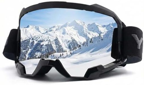 ActHose Ski Goggles for Men,Adult Motocross Skiing Snow Goggles ultraviolet rays, sandstorms, strong winds and fog,Black frame and silver lenses