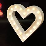 Bright Zeal 12" Lighted Heart Marquee Light - Heart Light Up Sign Outdoor Large Marquee Hearts with Timer and Lights - White Heart Signs for Home Decor LED Heart Wall Decor Wedding Decorations Lights