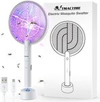 TMACTIME Electric Fly Swatter,4000V Electric Bug Killer with USB Charging 3 Layer Mesh Outdoor Indoor Fly Swatter Electric Zapper for Mosquitoes,Bees,Moths (White)