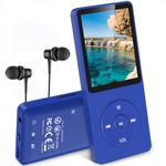 AGPTEK A02S 16GB MP3 Player, 70 Hours Playback Lossless Sound Music Player, Supports up to 128GB, Dark Blue