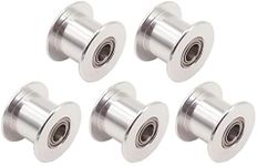 WINSINN 2GT GT2 Aluminum Timing Belt Idler Pulley 20 Toothless 5mm Bore for 3D Printer 10mm Width Timing Belt (Pack of 5Pcs)