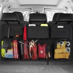 COOFULL Nylon Car Trunk Organizer - Super Capacity Hanging Bag With 7 Enlarged Pockets, 2 Long Magic Stick, Boot Tidy Storage Bag, Black, Outside