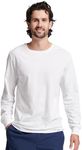 Russell Athletic Men's Dri-Power Long Sleeve Tees, Moisture Wicking, Odor Protection, UPF 30+, White, Medium