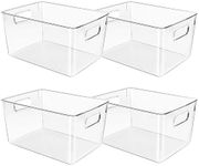 Clear Plastic Storage Bins, Pantry Organizers and Storage or Kitchen Organization and Storage Containers Bins for Organizing, Fridge, Freezer, Bathroom, Refrigerator, Medicine Cabinet Organizer Bin