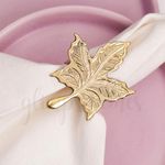 Glimpse Homes Premium Brass Napkin Rings for Dining Table (Maple Leaf, Set of 12)